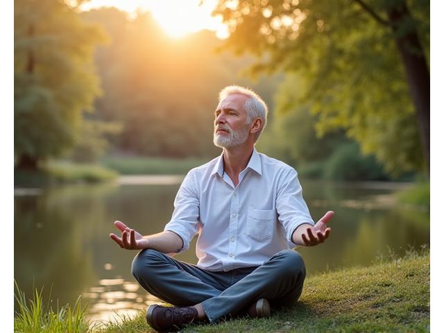 Dragan Simić mirne ekspresije, meditira u prirodi